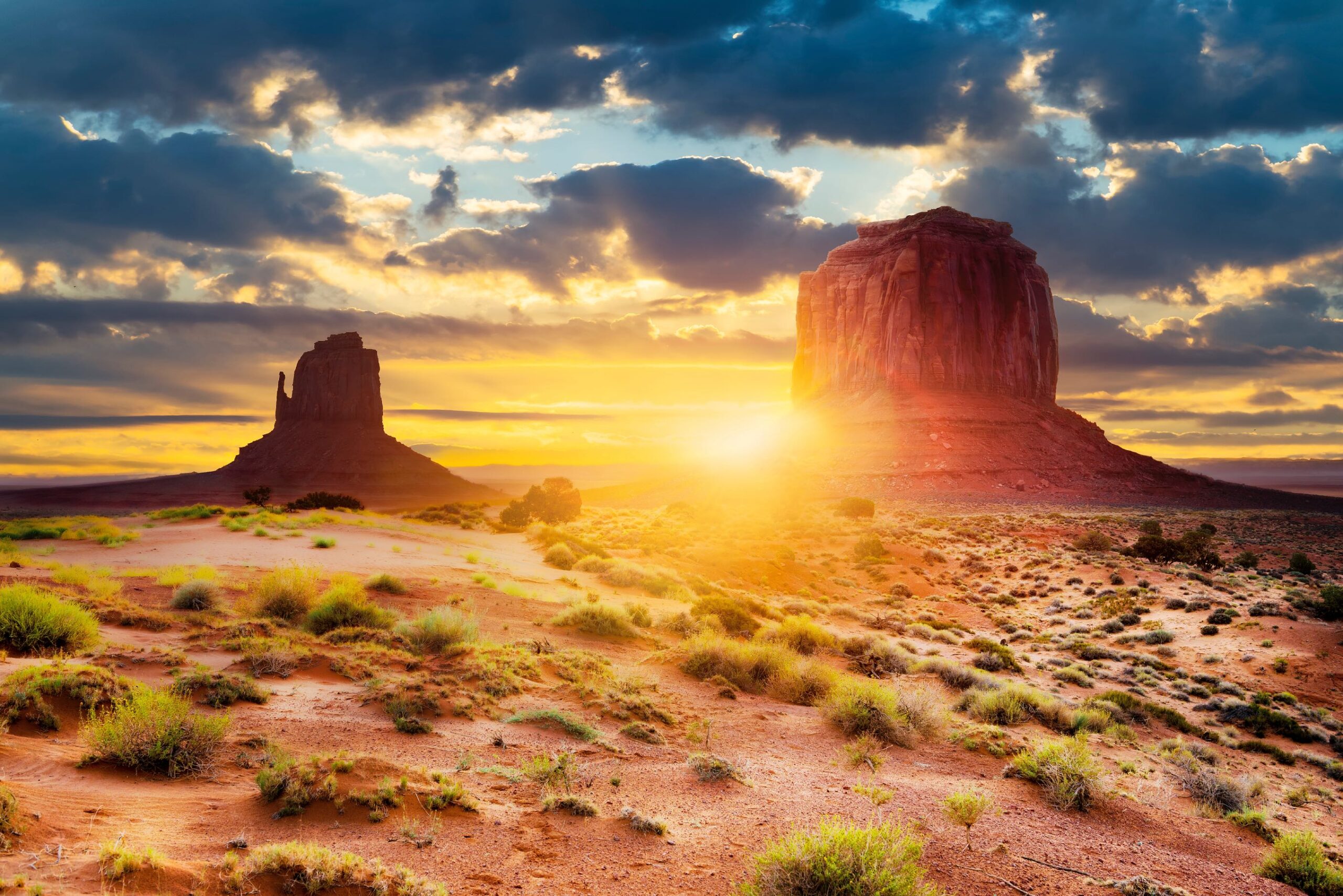 Sunset at the sisters in Monument Valley, USA