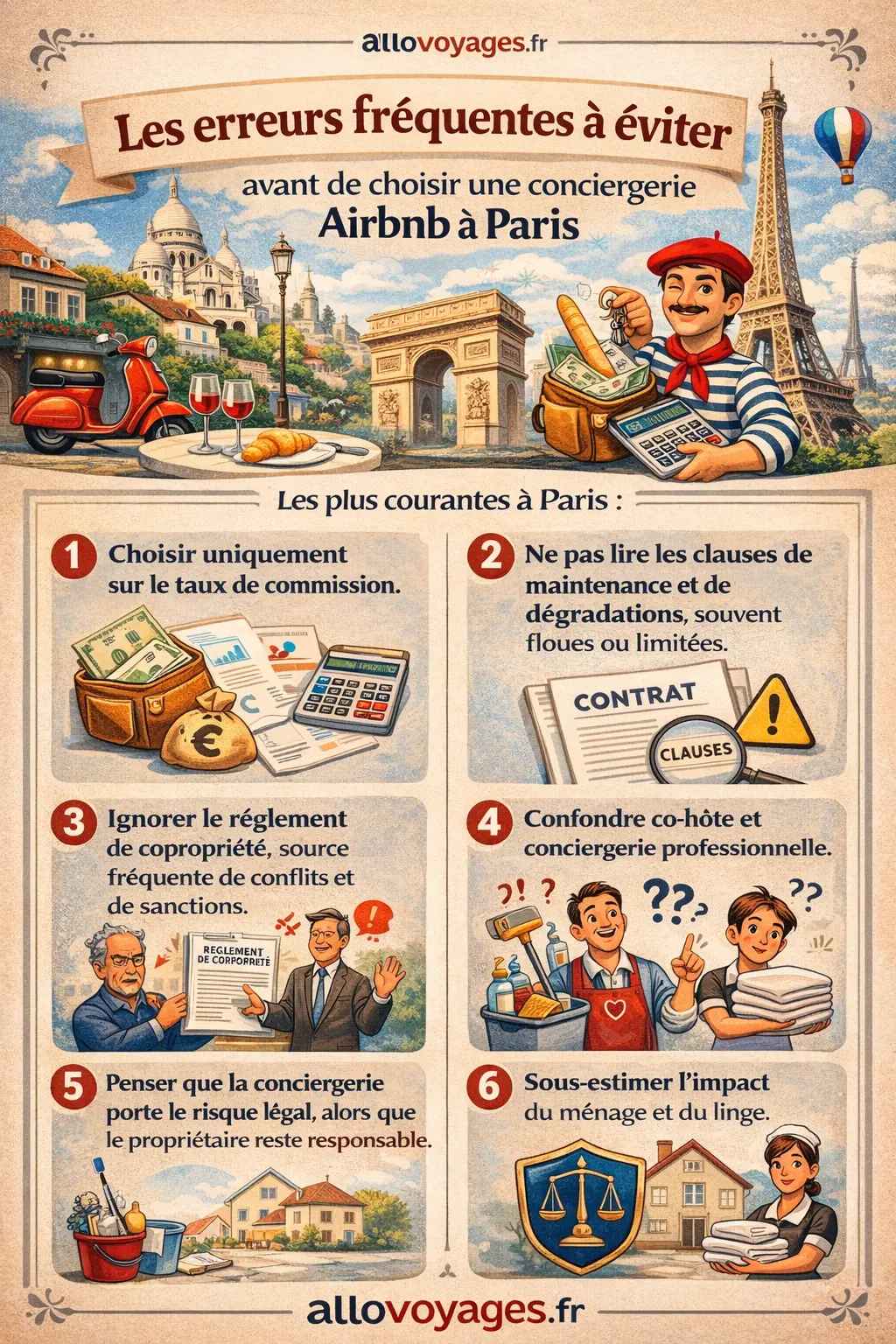 Infographie : 6 erreurs à éviter avant de choisir une conciergerie Airbnb à Paris