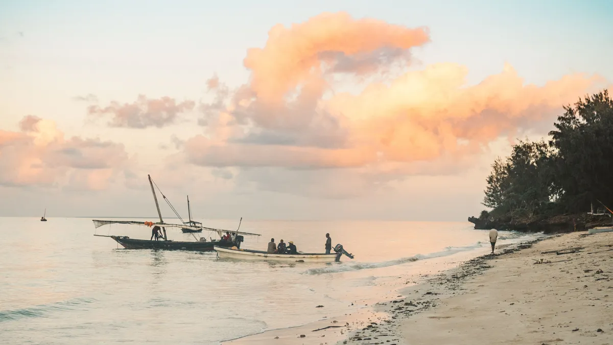 Barques de pêche au bord de l'océan Indien