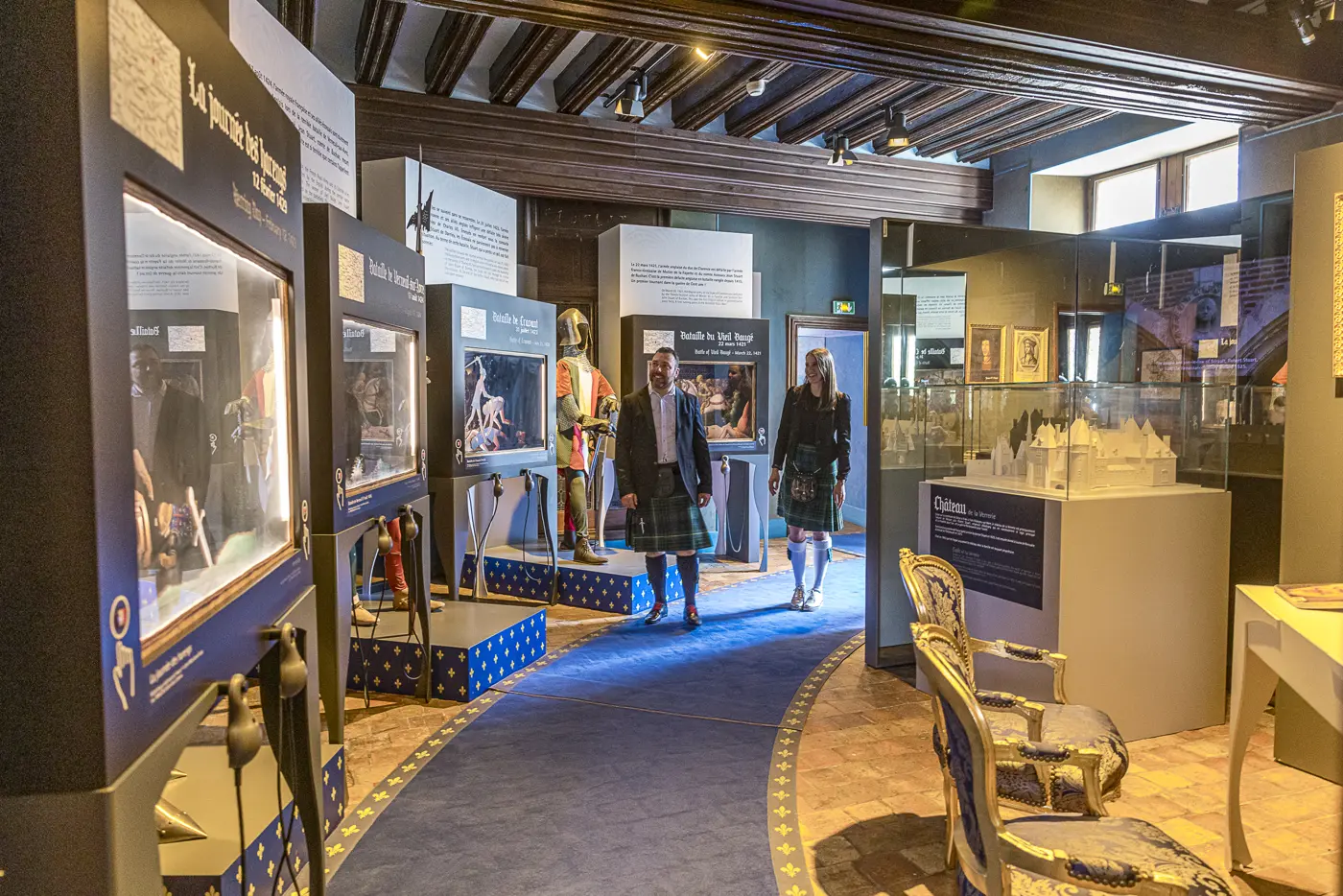 Une salle du Centre d'Interprétation de l'Auld Alliance, au château des Stuarts